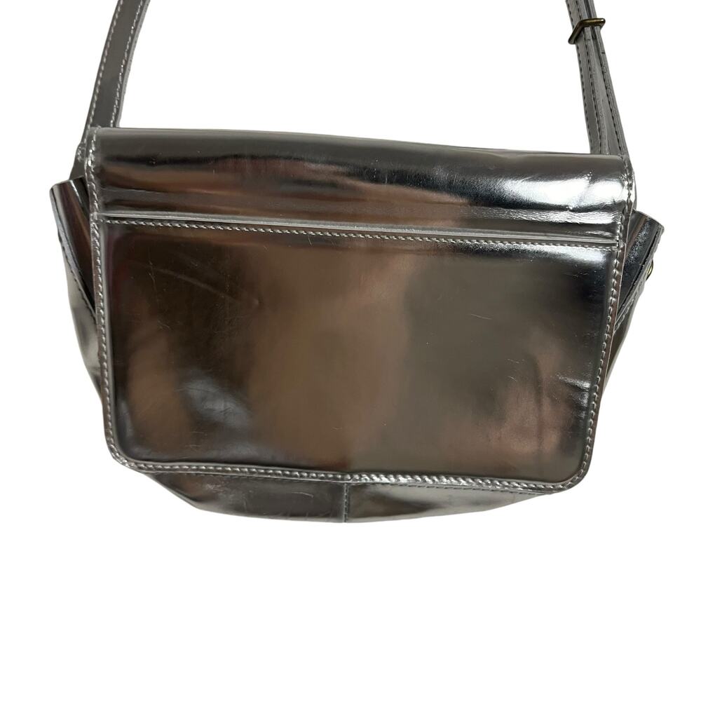 Madewell Metallic Silver Leather Flap Crossbody Bag - Picture 7 of 9